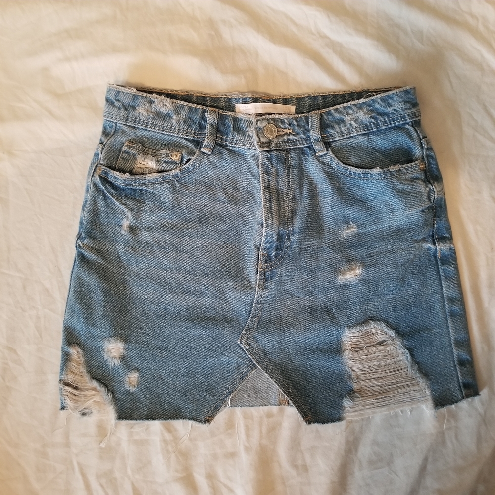Zara XS Denim Mini Skirt